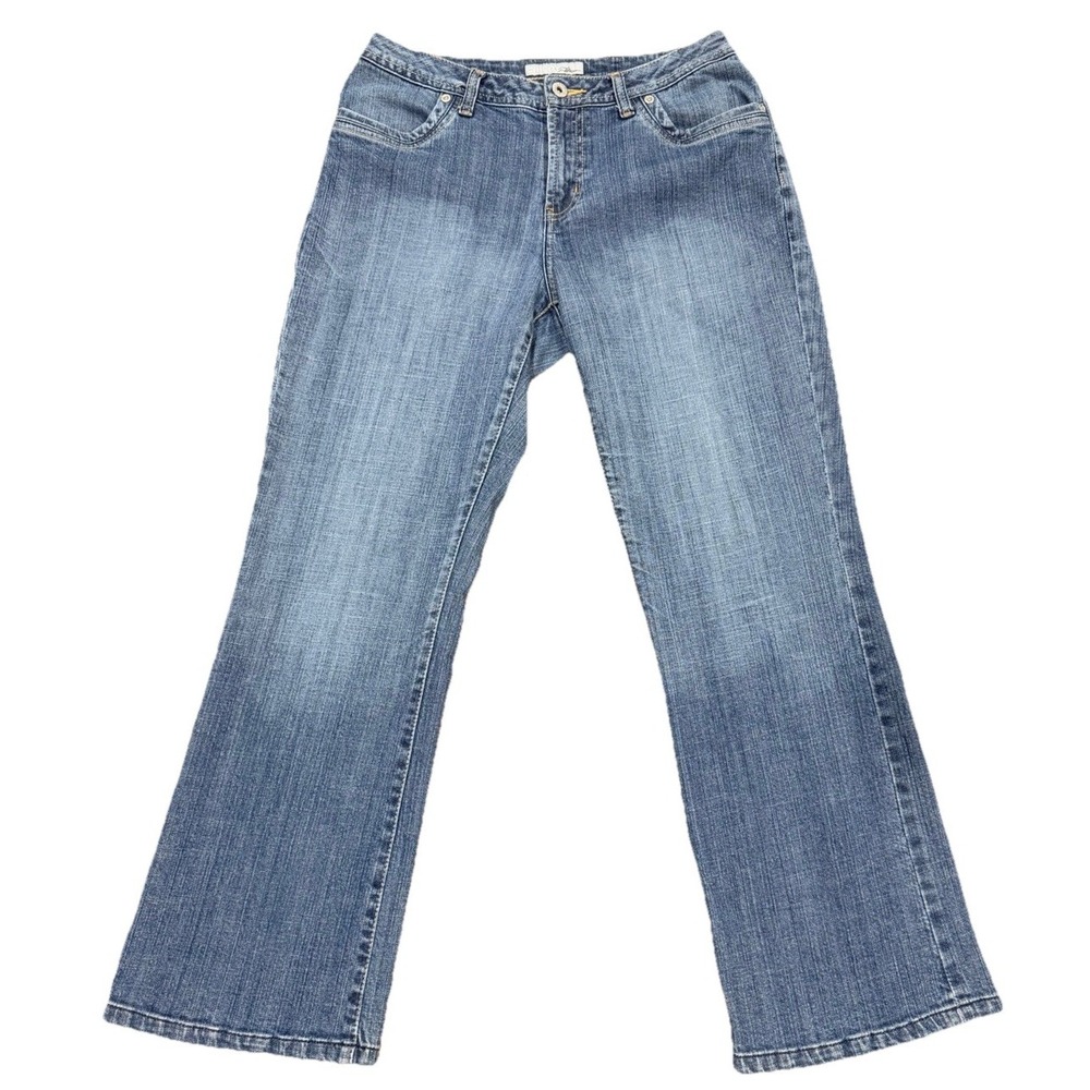 Chico's Platinum Jeans Women's Size 1 Short Blue Stretch Denim Straight Bootcut